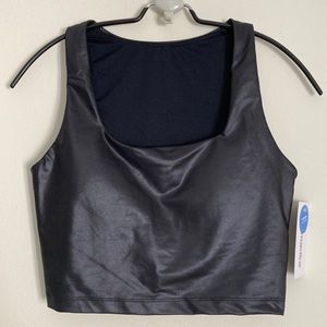 NWT Marika faux leather cropped workout top